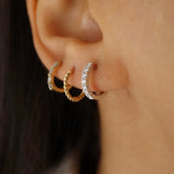 Stunning 0.40 TCW Round Cut Moissanite Huggies Earrings in Gold 4