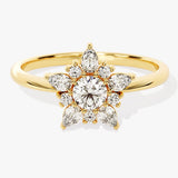 Stunning 0.25 CT Round Moissanite Engagement Ring with Floral Design 1
