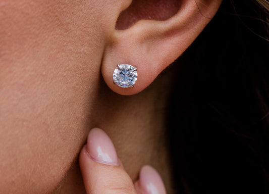 Round Cut Cubic Zirconia in 925 Sterling Silver Earrings 2