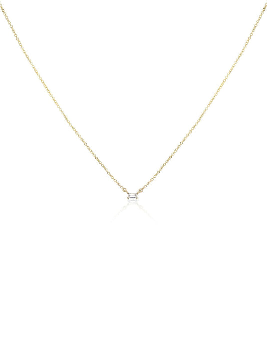 0.30 CT Baguette Moissanite Diamond Solitaire Pendant Necklace in Solid Gold 1