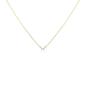 0.30 CT Baguette Moissanite Diamond Solitaire Pendant Necklace in Solid Gold