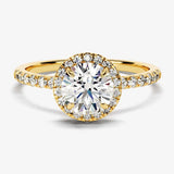 Stunning 1.0 CT Round Moissanite Engagement Ring with Halo & Pave Design 1