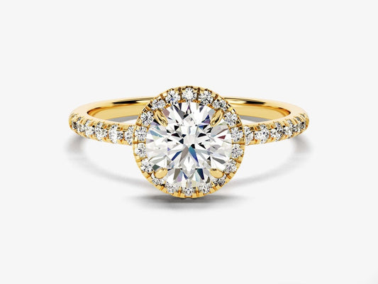 Stunning 1.0 CT Round Moissanite Engagement Ring with Halo & Pave Design 1