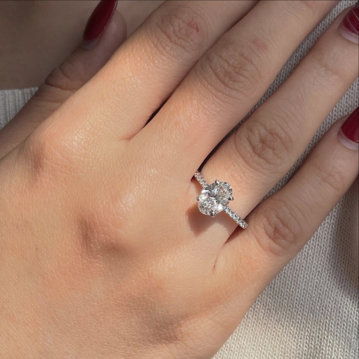 Stunning 1.0 CT Oval Moissanite Engagement Ring with Hidden Halo & Pave Design 3