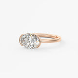 Oval East West Half Bezel Lab Grown Diamond Engagement Ring