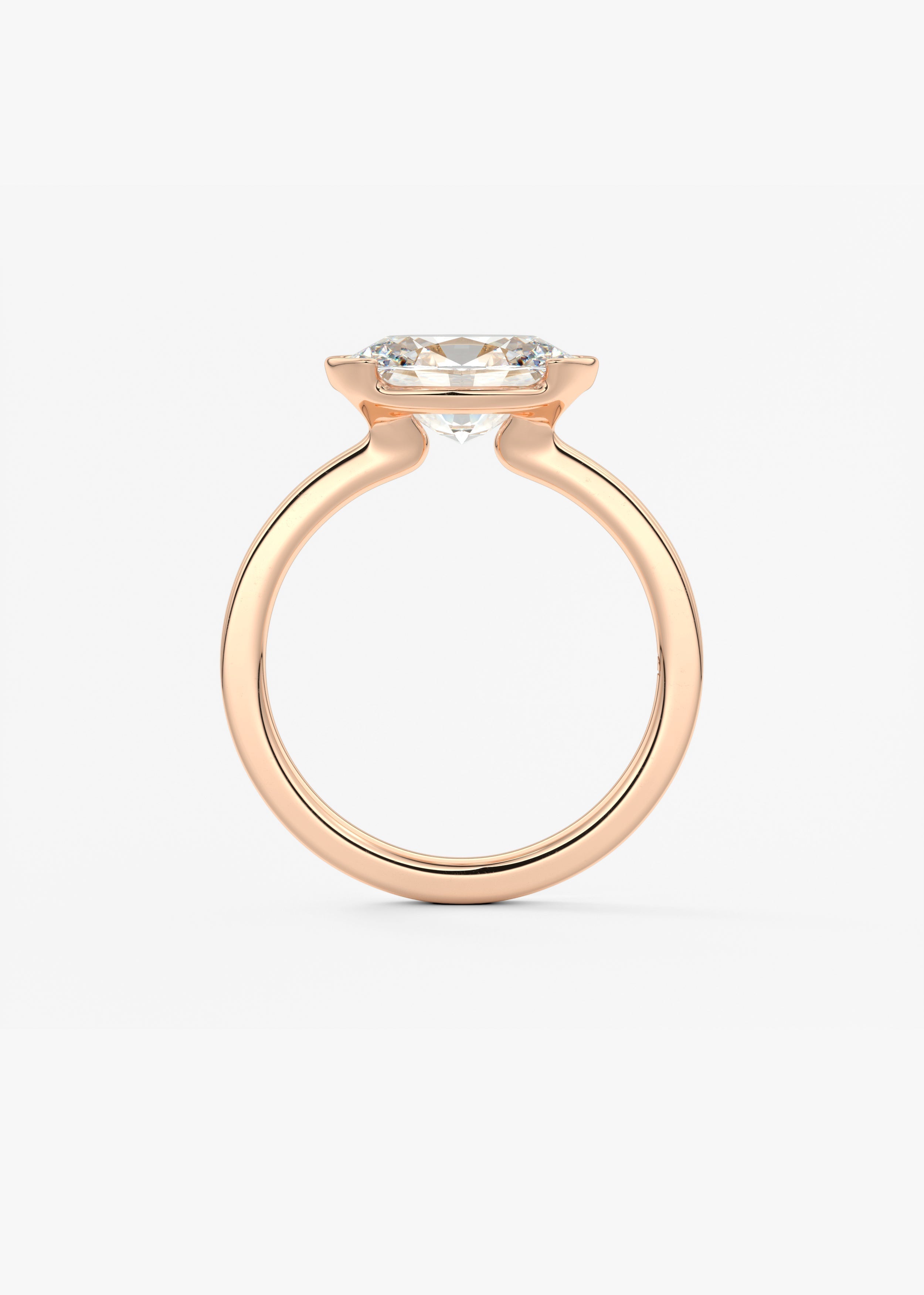 Oval East West Half Bezel Lab Grown Diamond Engagement Ring