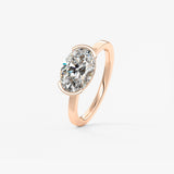 Oval East West Half Bezel Lab Grown Diamond Engagement Ring