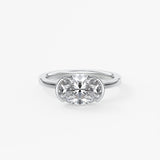 Oval East West Half Bezel Lab Grown Diamond Engagement Ring