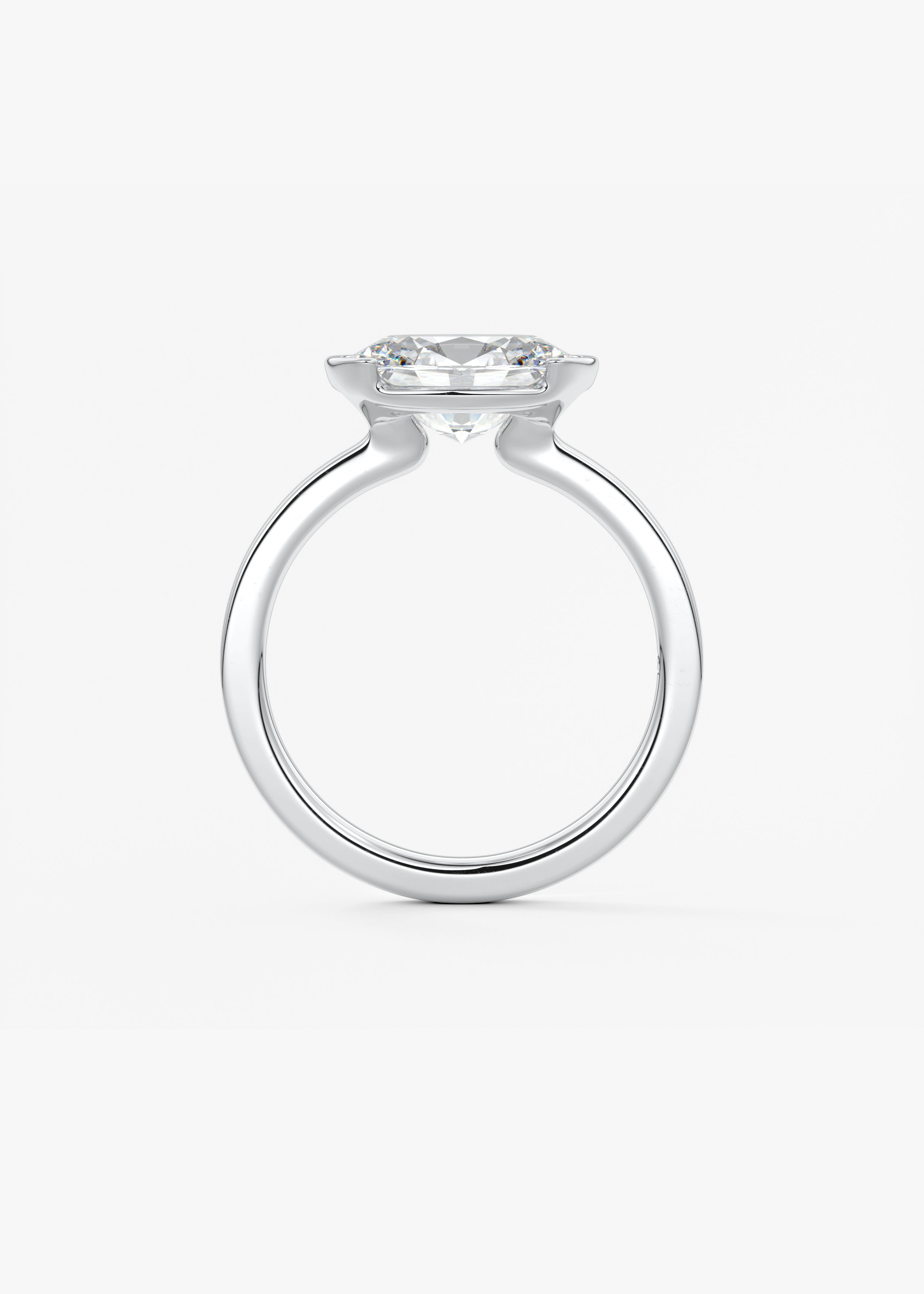 Oval East West Half Bezel Lab Grown Diamond Engagement Ring
