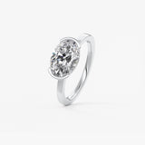Oval East West Half Bezel Lab Grown Diamond Engagement Ring