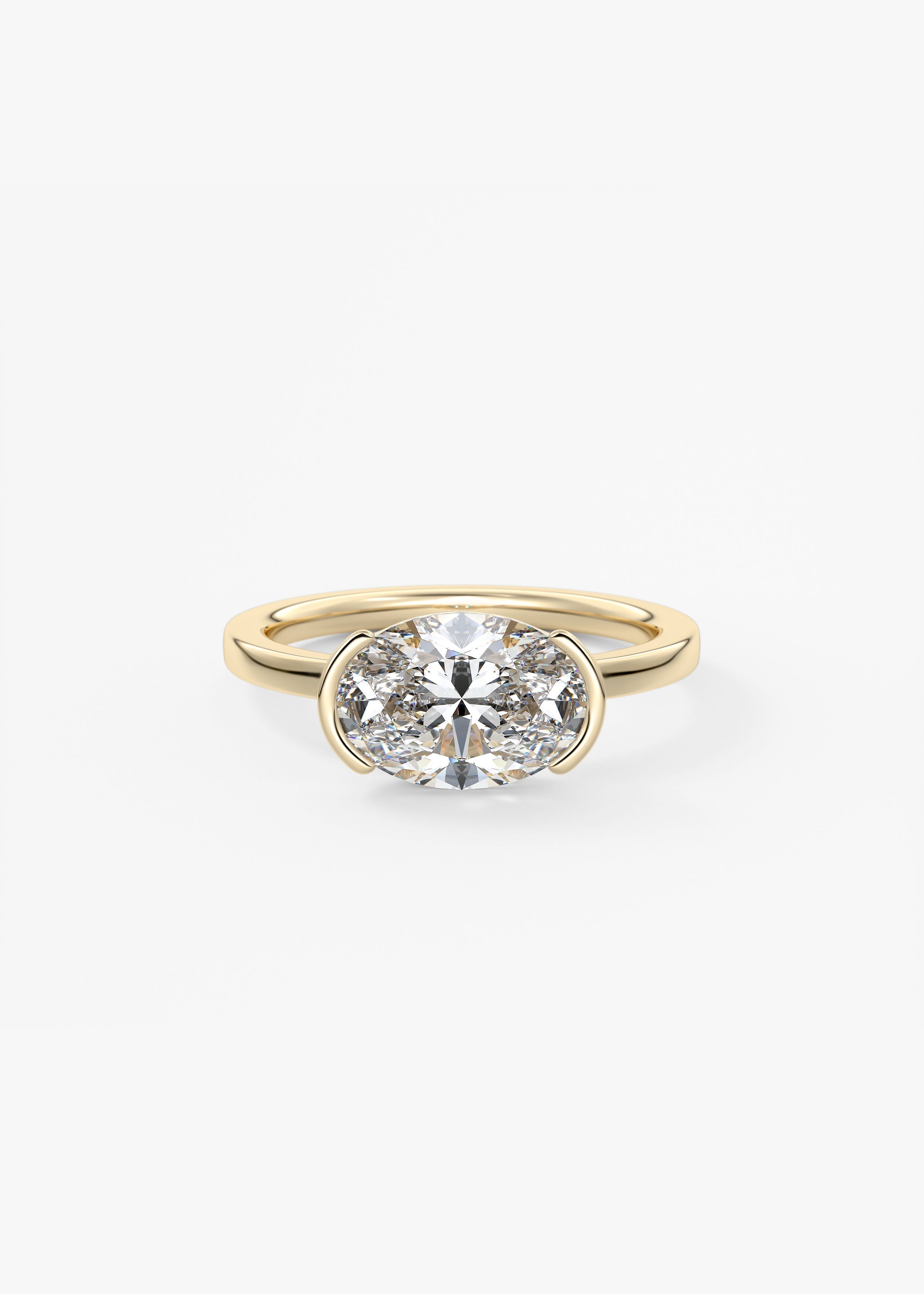Oval East West Half Bezel Lab Grown Diamond Engagement Ring
