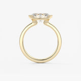 Oval East West Half Bezel Lab Grown Diamond Engagement Ring