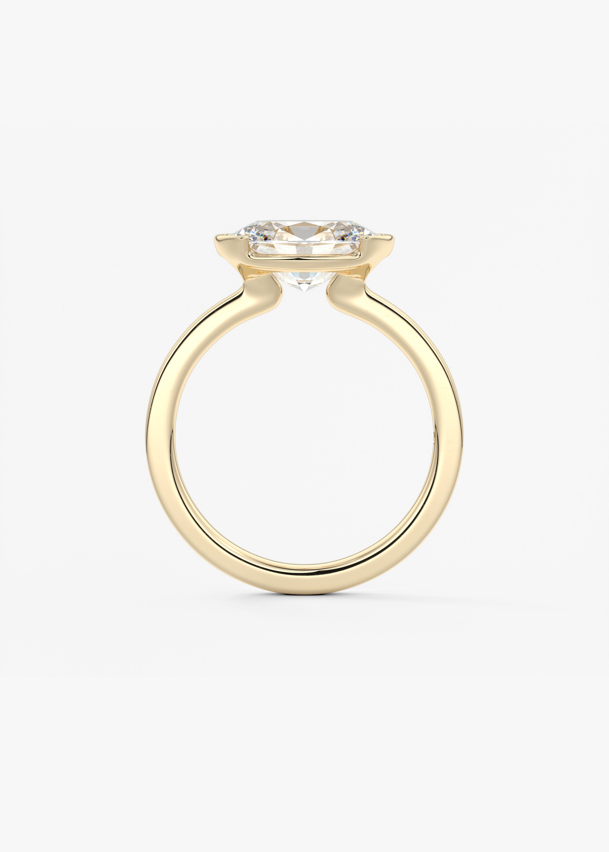 Oval East West Half Bezel Lab Grown Diamond Engagement Ring