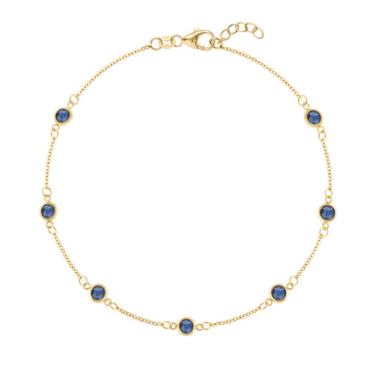 1 TCW Round Sapphire Lab Made Diamond- September Birthstone Bracelet 1