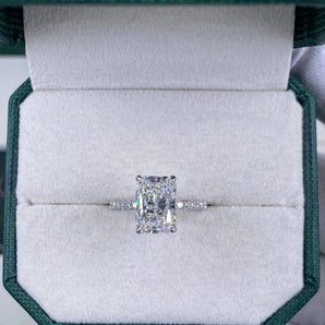 Classic 3.0 CT Radiant Moissanite Engagement Ring with Pave Design