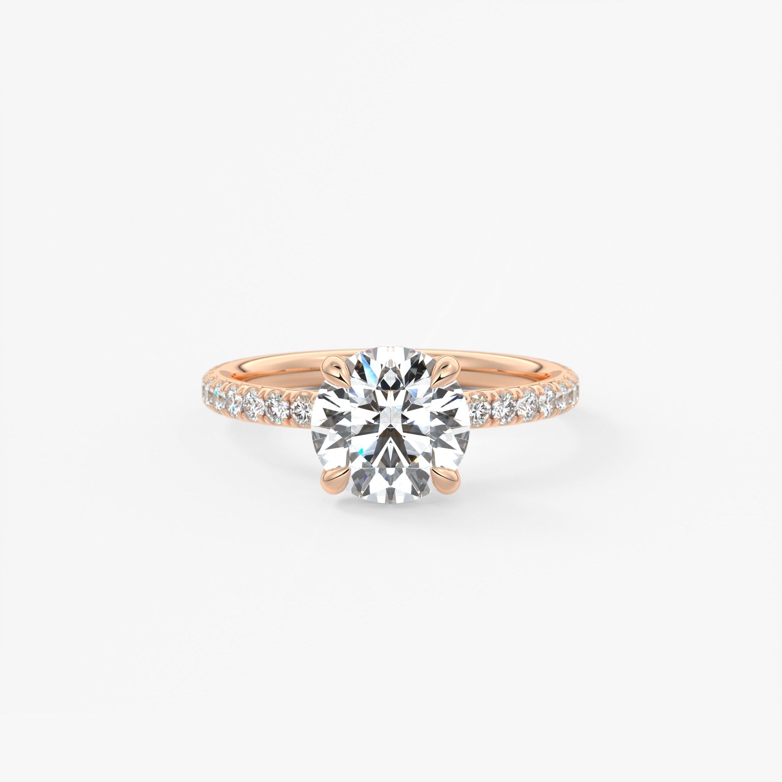 Round Pave Lab Grown Diamond Engagement Ring