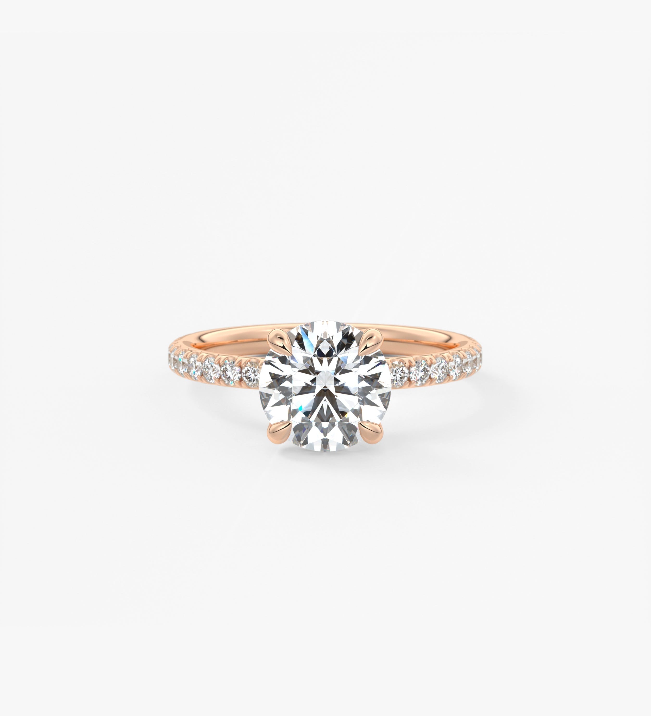 Round Pave Lab Grown Diamond Engagement Ring