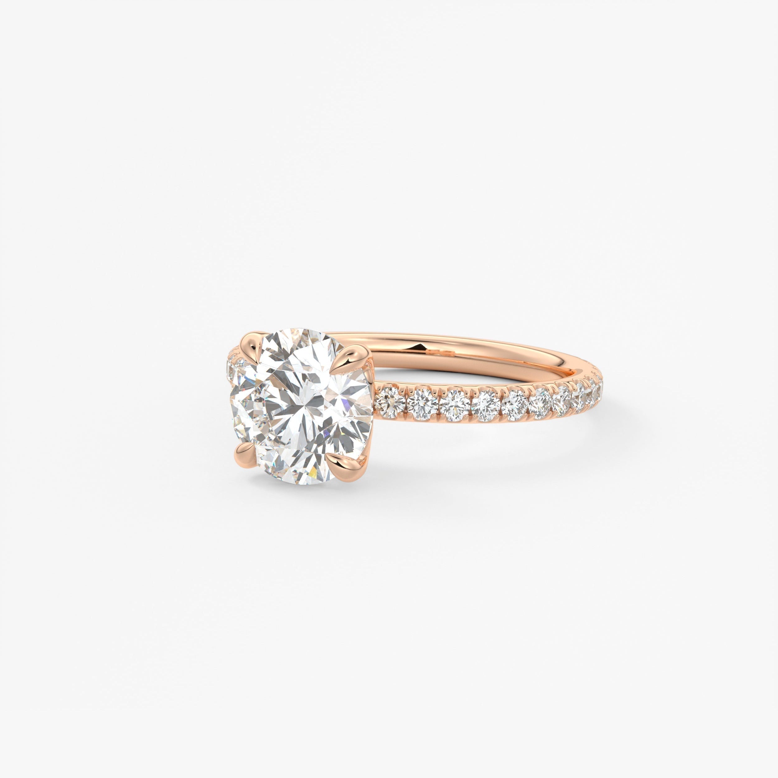 Round Pave Lab Grown Diamond Engagement Ring