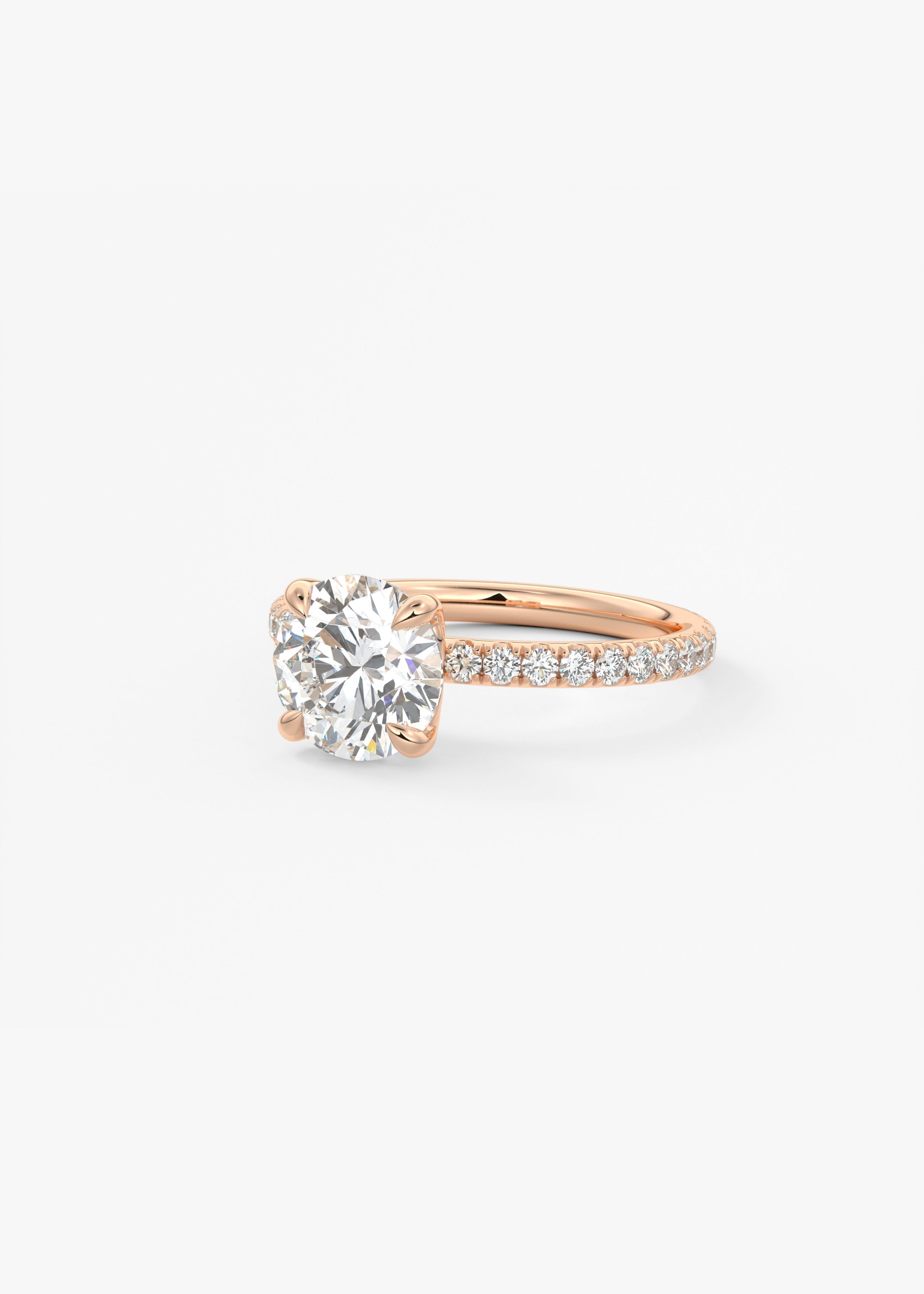 Round Pave Lab Grown Diamond Engagement Ring
