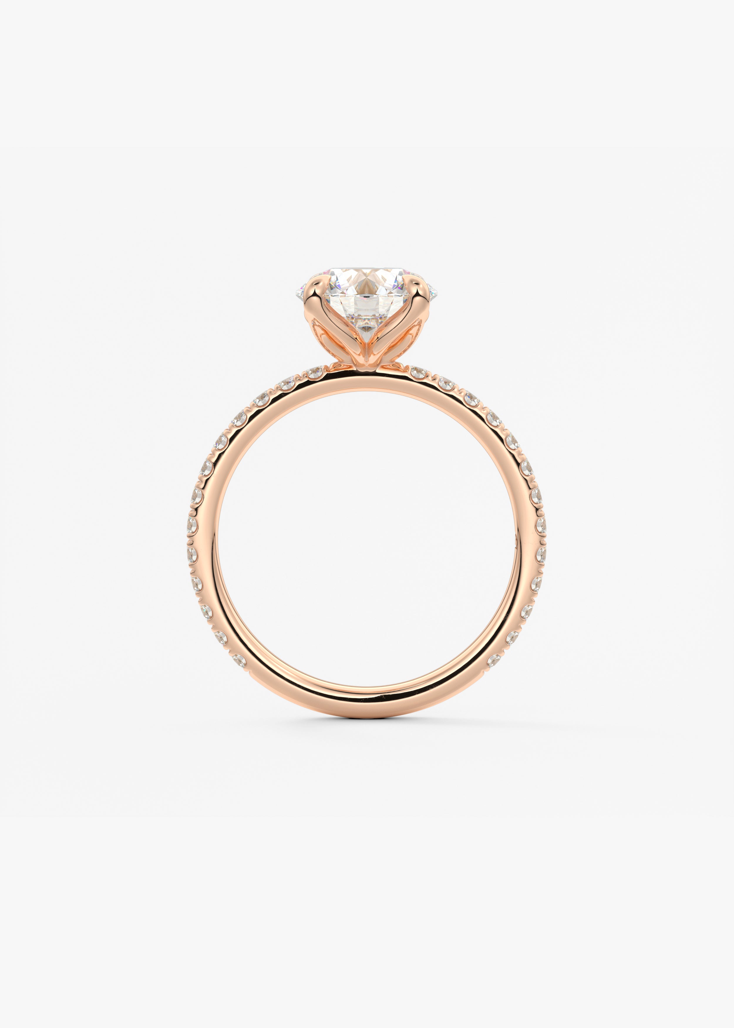 Round Pave Lab Grown Diamond Engagement Ring