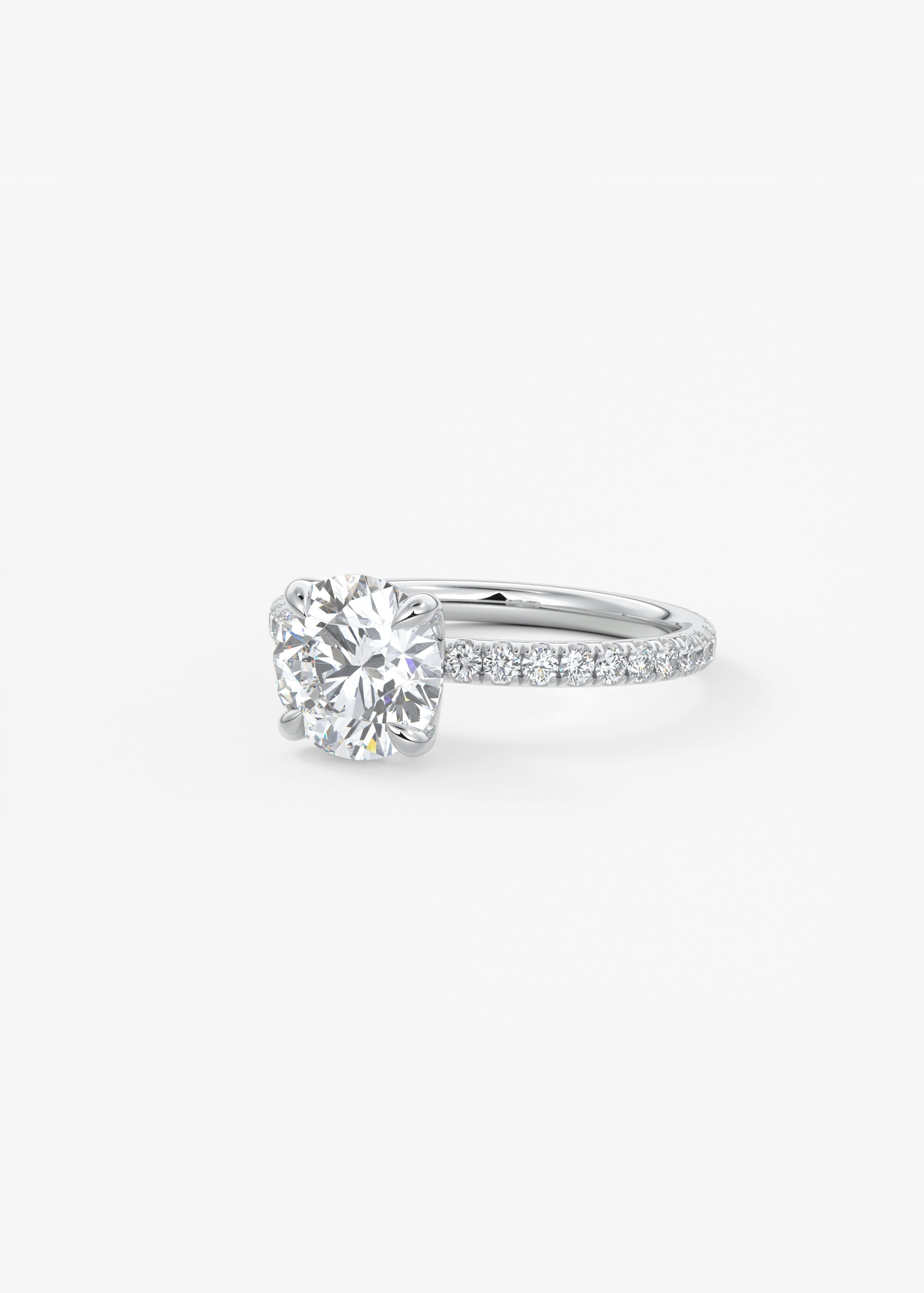 Round Pave Lab Grown Diamond Engagement Ring