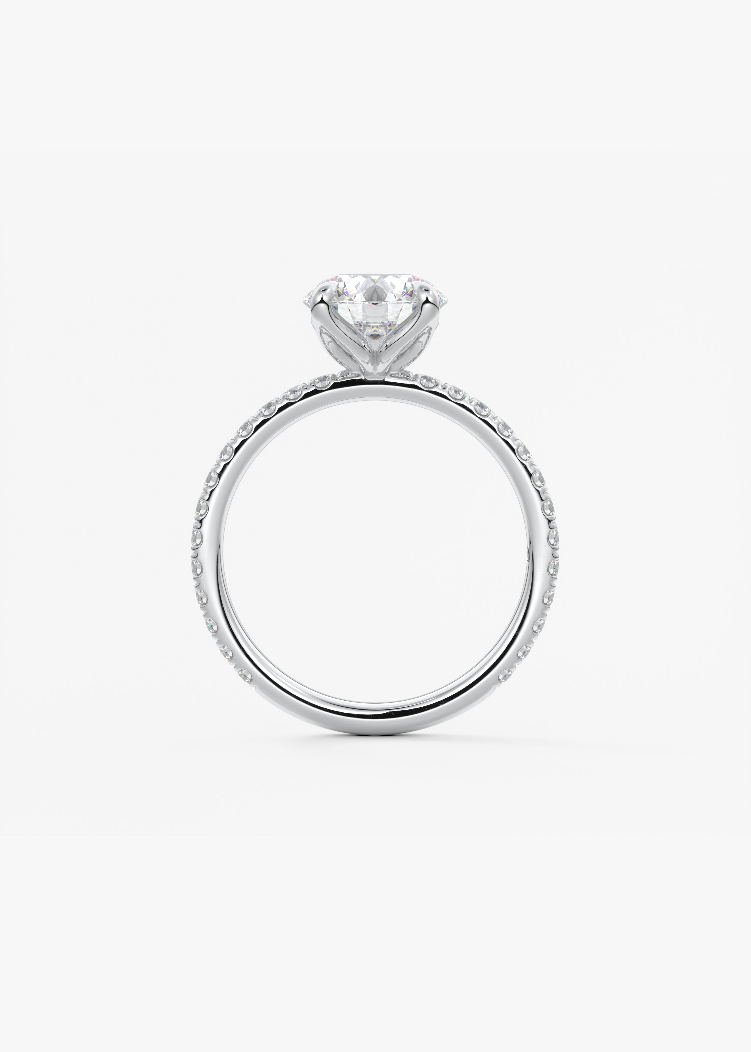 Round Pave Lab Grown Diamond Engagement Ring