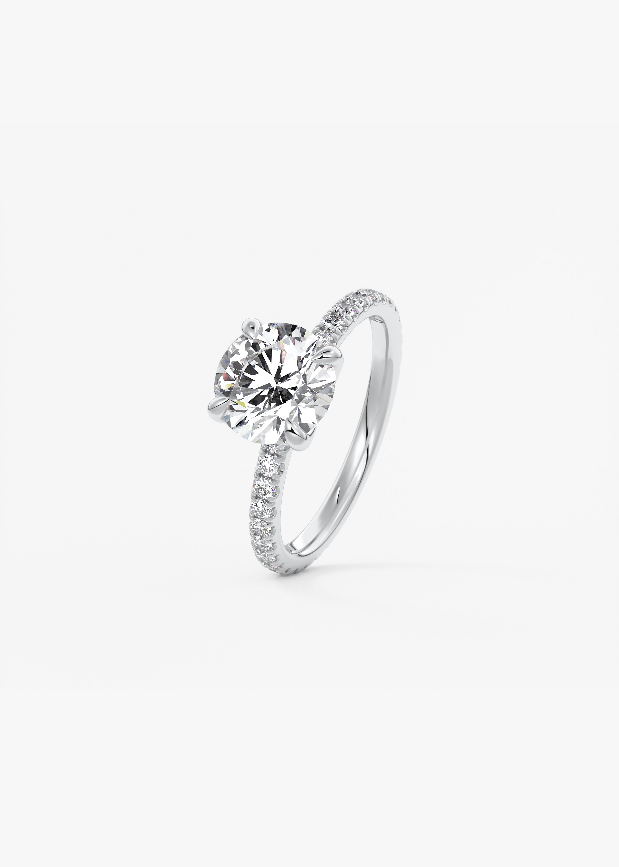 Round Pave Lab Grown Diamond Engagement Ring