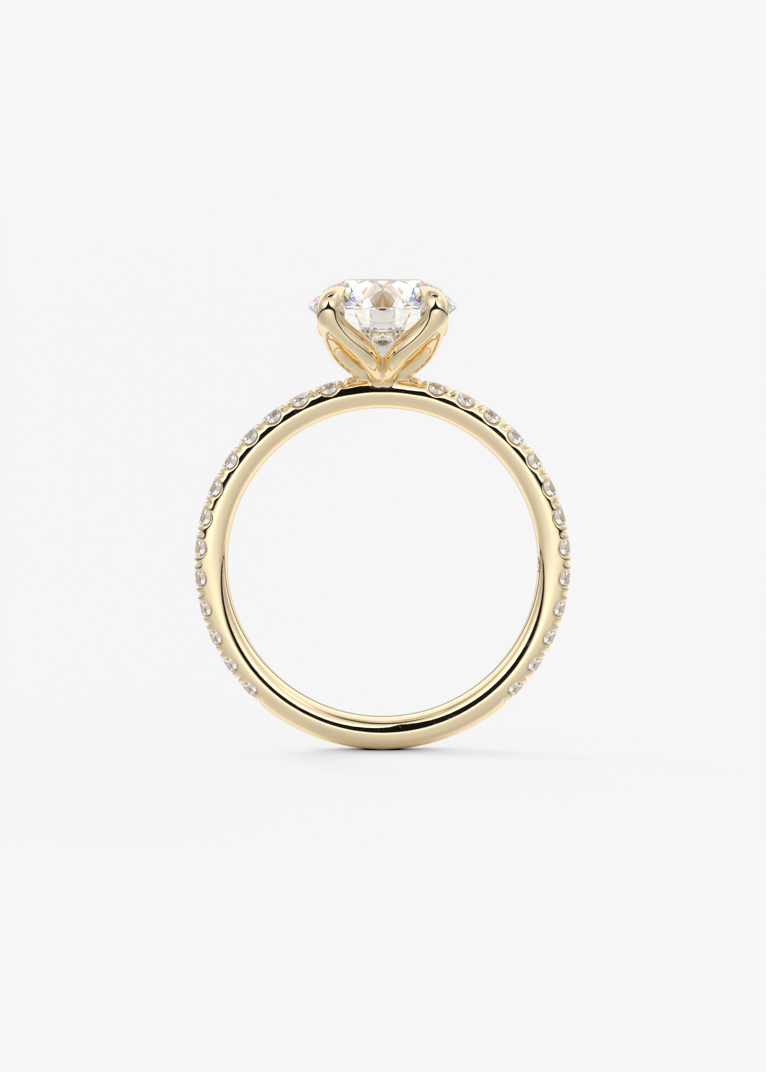 Round Pave Lab Grown Diamond Engagement Ring