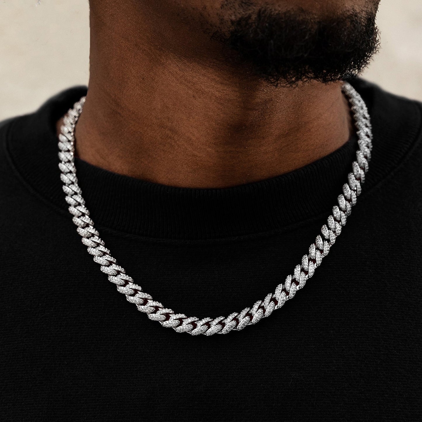 30 CT Round Moissanite Diamond Cuban Silver Necklace For Him 1