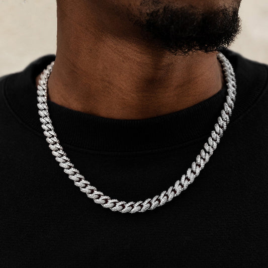 30 CT Round Moissanite Diamond Cuban Silver Necklace For Him 1