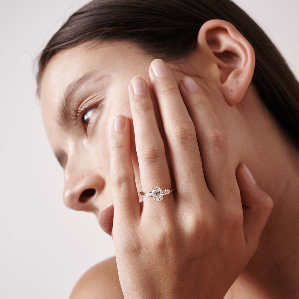 Stunning 1.30 CT Oval Moissanite Engagement Ring with Three Stone Design 4