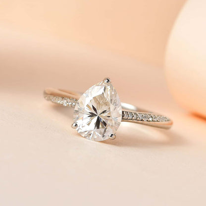 Pear Cut Pave Style Cubic Zirconia in 925 Sterling Silver Ring 2