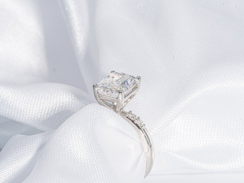 Stunning 3.0 CT Radiant Cut Moissanite Engagement Ring with Pave Design 5