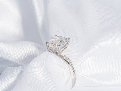 Stunning 3.0 CT Radiant Cut Moissanite Engagement Ring with Pave Design 5