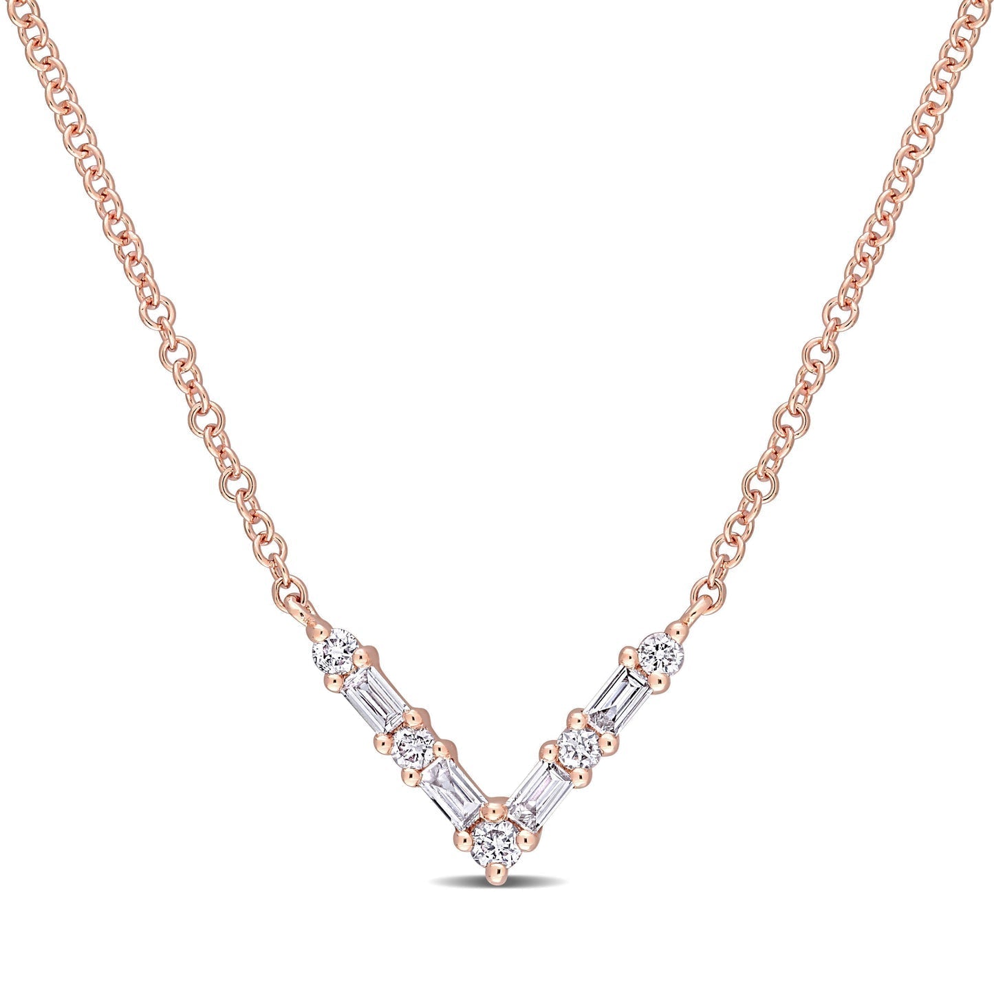 Round Cut Cubic Zirconia in 925 Sterling Silver Necklace 8