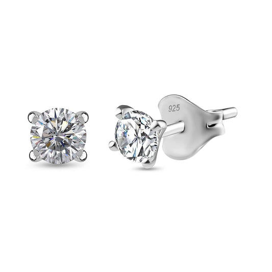 Round Cut Cubic Zirconia in 925 Sterling Silver Earrings 1