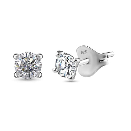 Round Cut Cubic Zirconia in 925 Sterling Silver Earrings 8