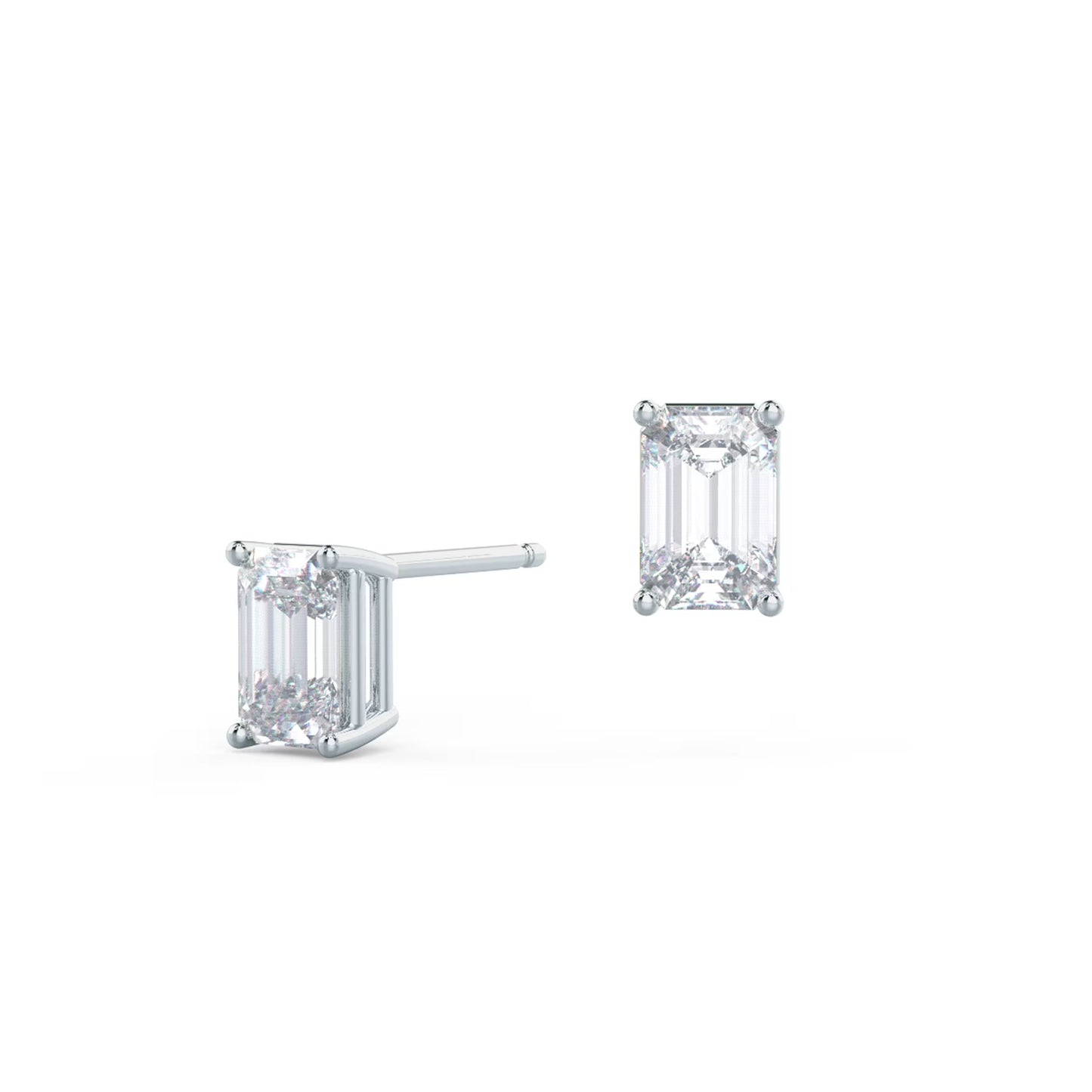 1.50 TCW Emerald Shape Moissanite Stud Earrings in Gold 6
