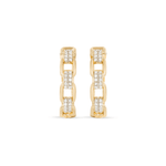 1.0 TCW Round Cut Moissanite Linked Chain Hoops Earrings in Gold 4