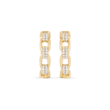 1.0 TCW Round Cut Moissanite Linked Chain Hoops Earrings in Gold 4