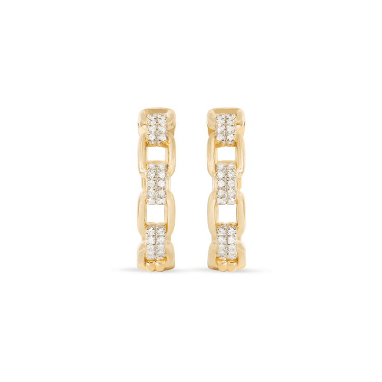 1.0 TCW Round Cut Moissanite Linked Chain Hoops Earrings in Gold 4