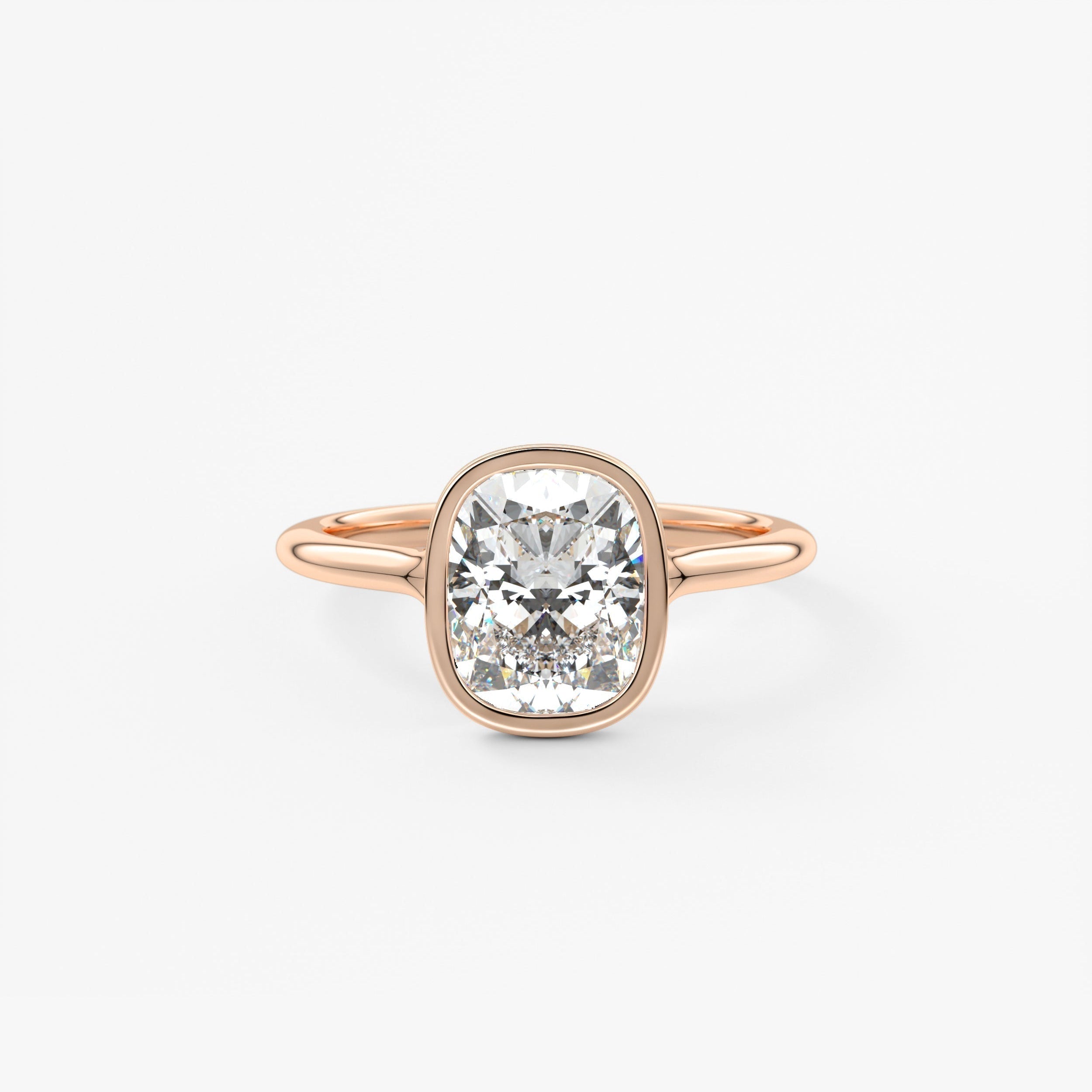 Elongated Cushion Bezel Lab Grown Diamond Engagement Ring