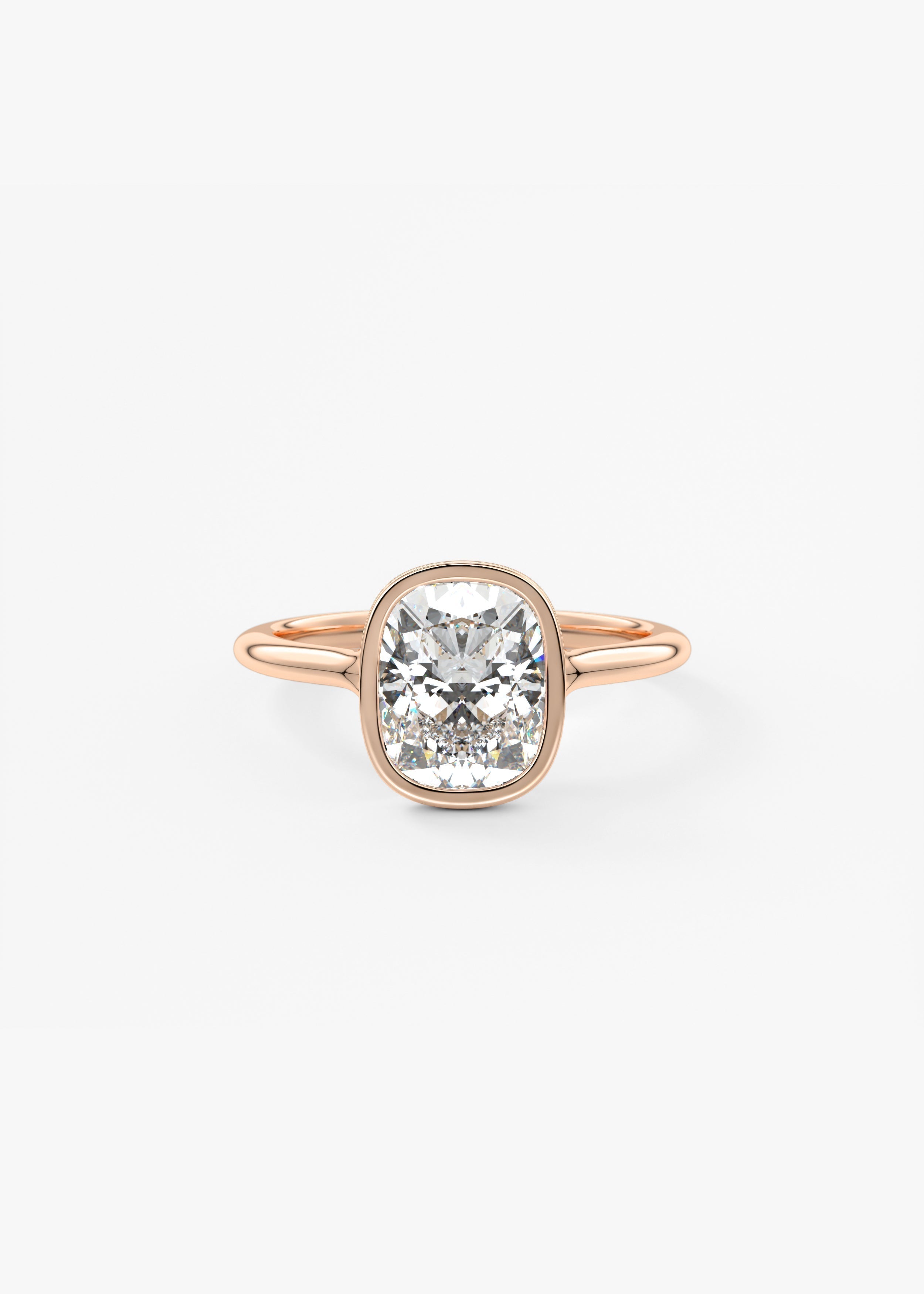 Elongated Cushion Bezel Lab Grown Diamond Engagement Ring