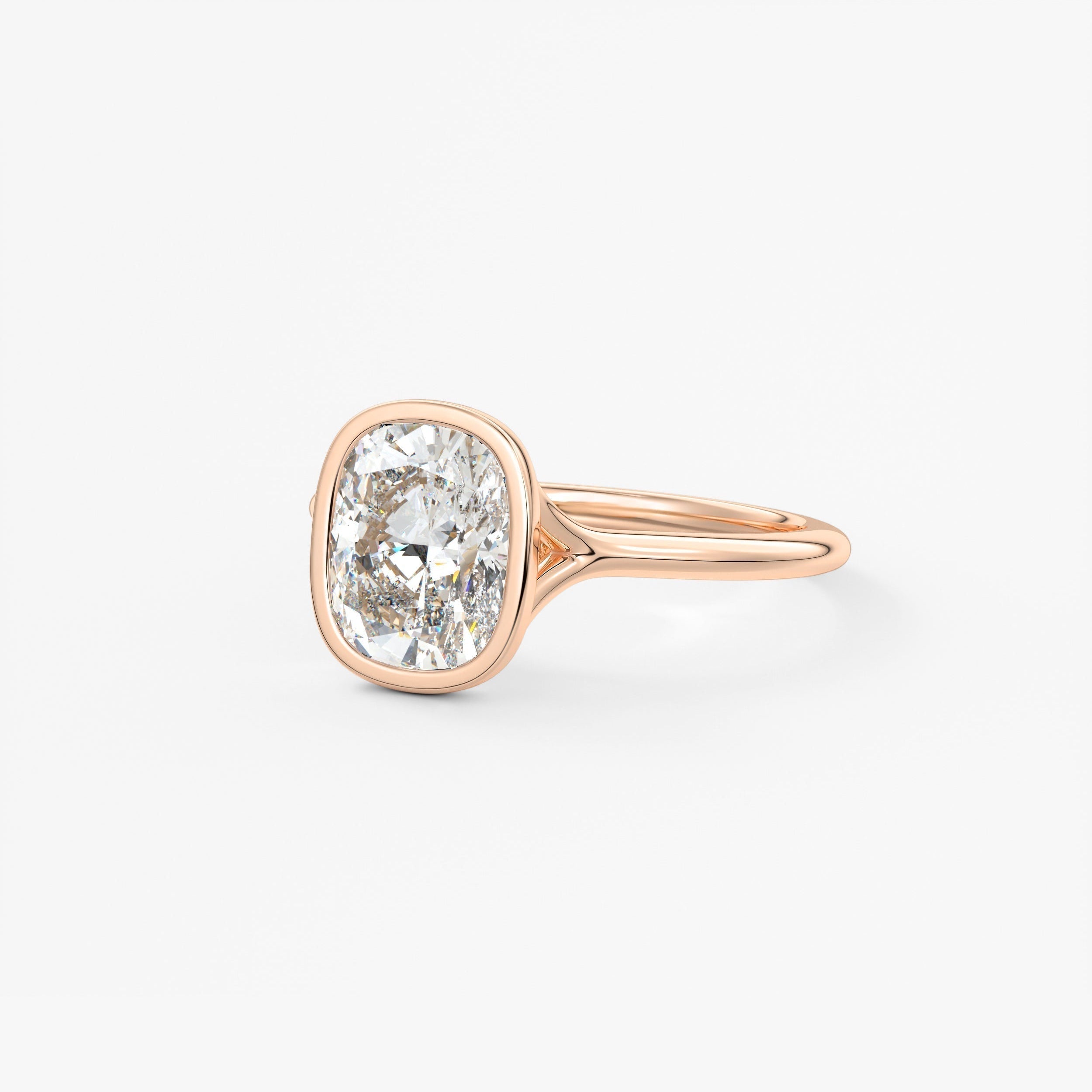 Elongated Cushion Bezel Lab Grown Diamond Engagement Ring
