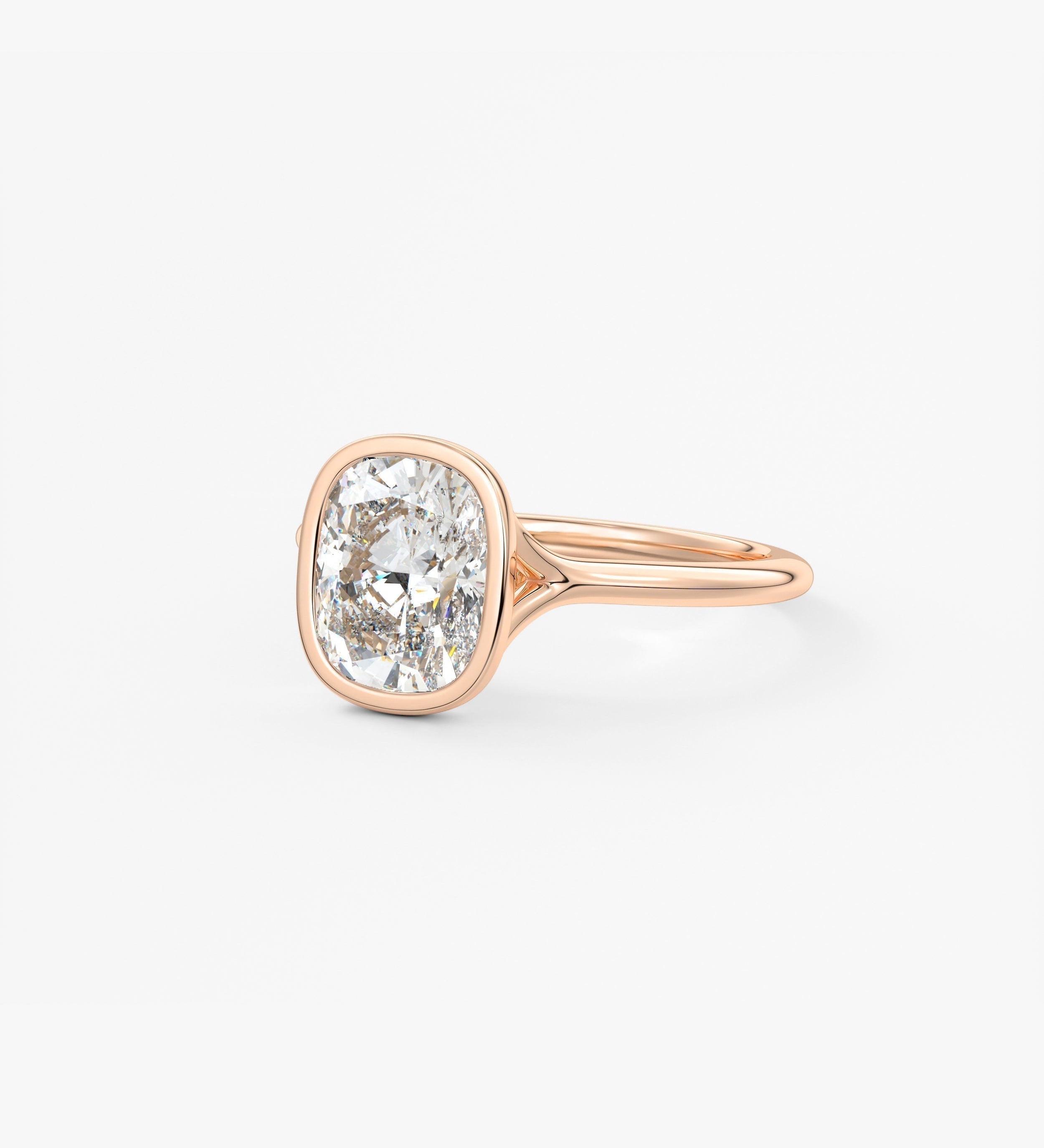 Elongated Cushion Bezel Lab Grown Diamond Engagement Ring