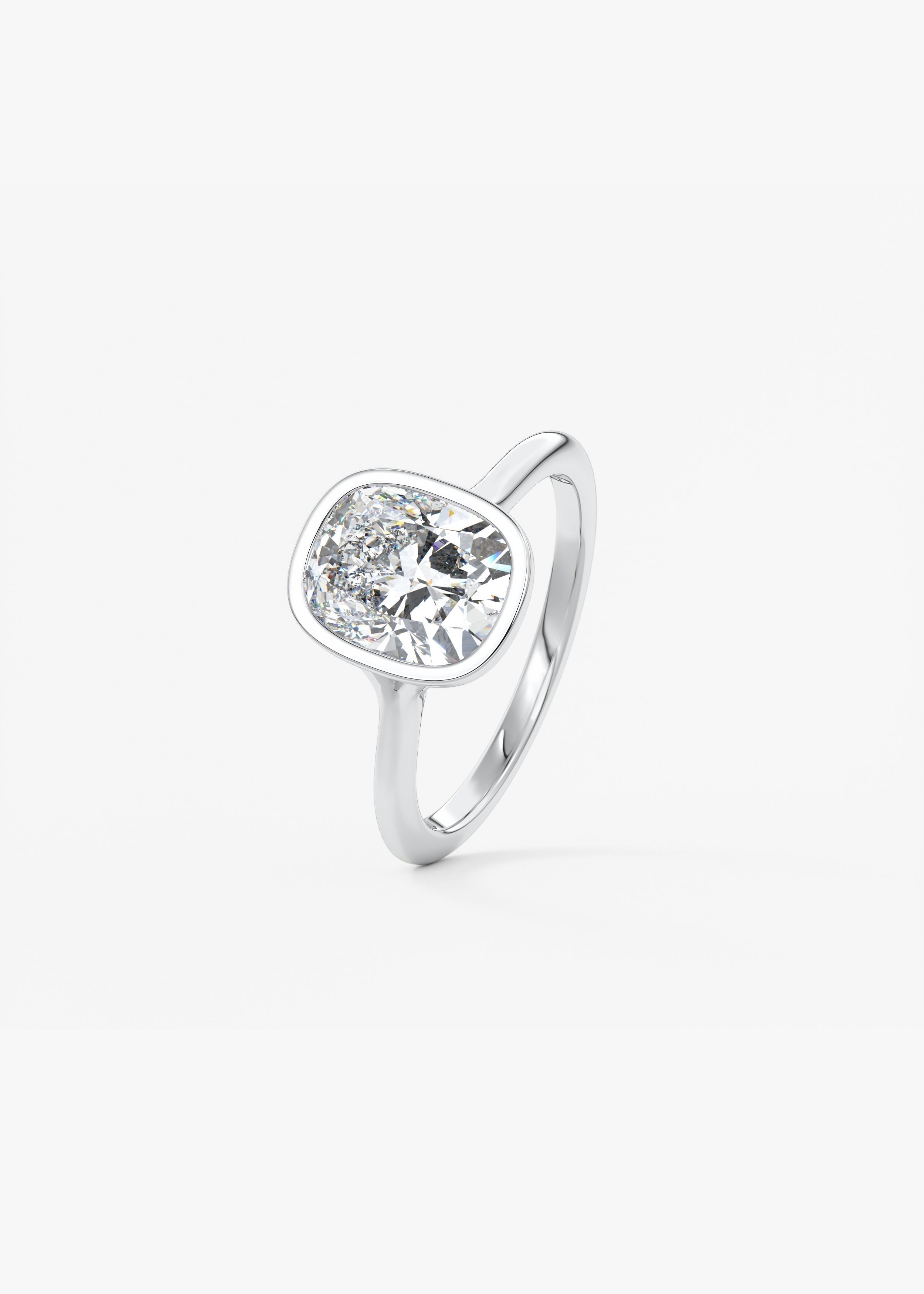 Elongated Cushion Bezel Lab Grown Diamond Engagement Ring