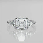Stunning 2.0 CT Asscher Moissanite Engagement Ring with Three Stone Design 4