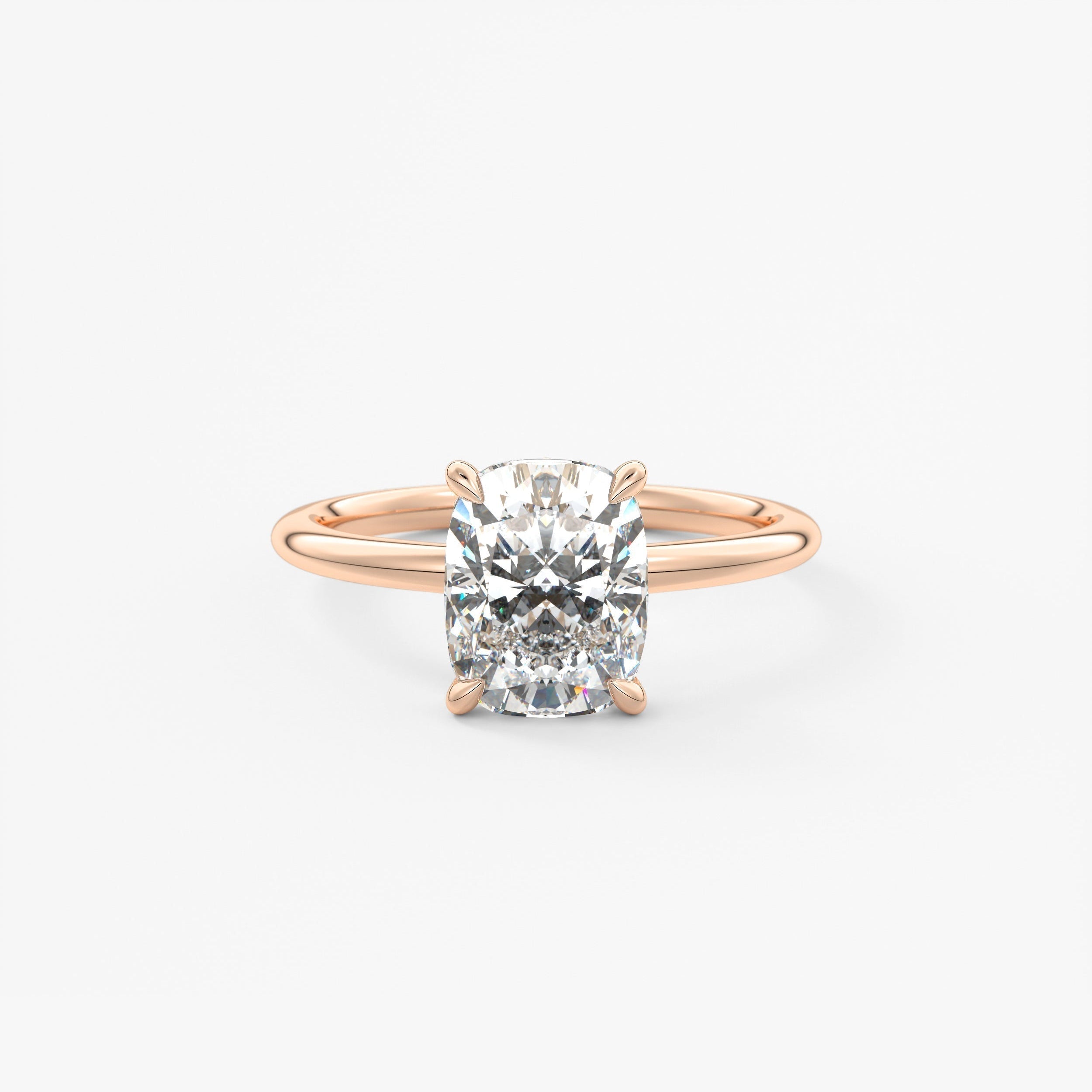 Elongated Cushion Hidden Halo Lab Grown Diamond Engagement Ring
