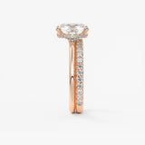 Elongated Cushion Hidden Halo Lab Grown Diamond Engagement Ring