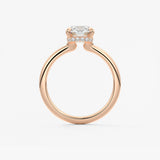 Elongated Cushion Hidden Halo Lab Grown Diamond Engagement Ring